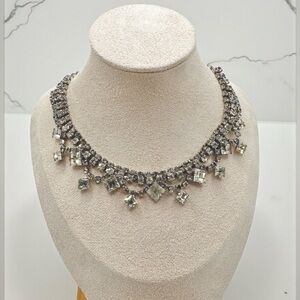 Vintage Rhinestone and Silver Tone Statement Necklace